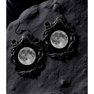 Full Moon Earrings Oversized Gothic Statement Jewelry Witchy Universe OuterSpace